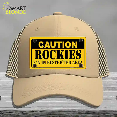 Caution Rockies Fan Novelty License Plate Hat Mesh / Khaki