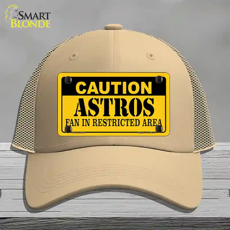 Caution Astros Fan Novelty License Plate Hat Mesh / Khaki