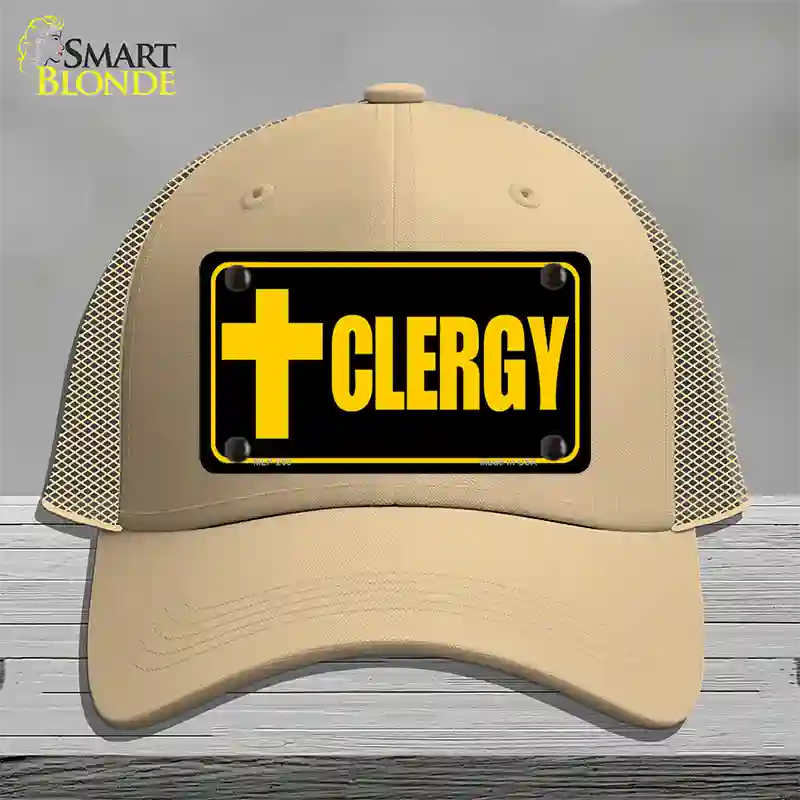 Clergy Vanity Novelty License Plate Hat Mesh / Khaki