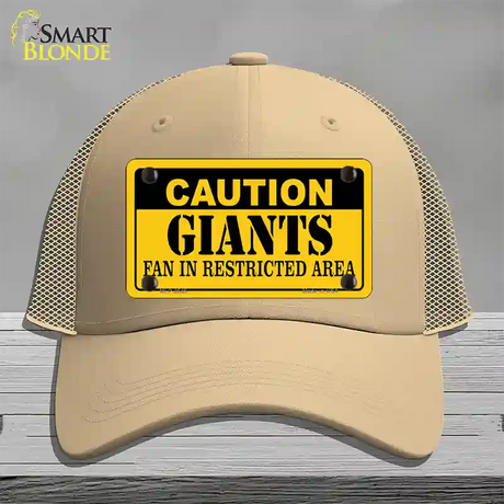 Caution Giants Fan Novelty License Plate Hat Mesh / Khaki