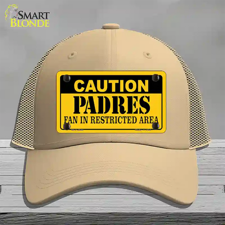 Caution Padres Fan Novelty License Plate Hat Mesh / Khaki