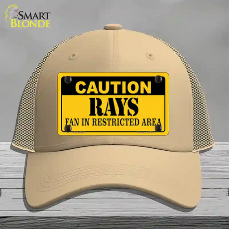 Caution Rays Fan Novelty License Plate Hat Mesh / Khaki