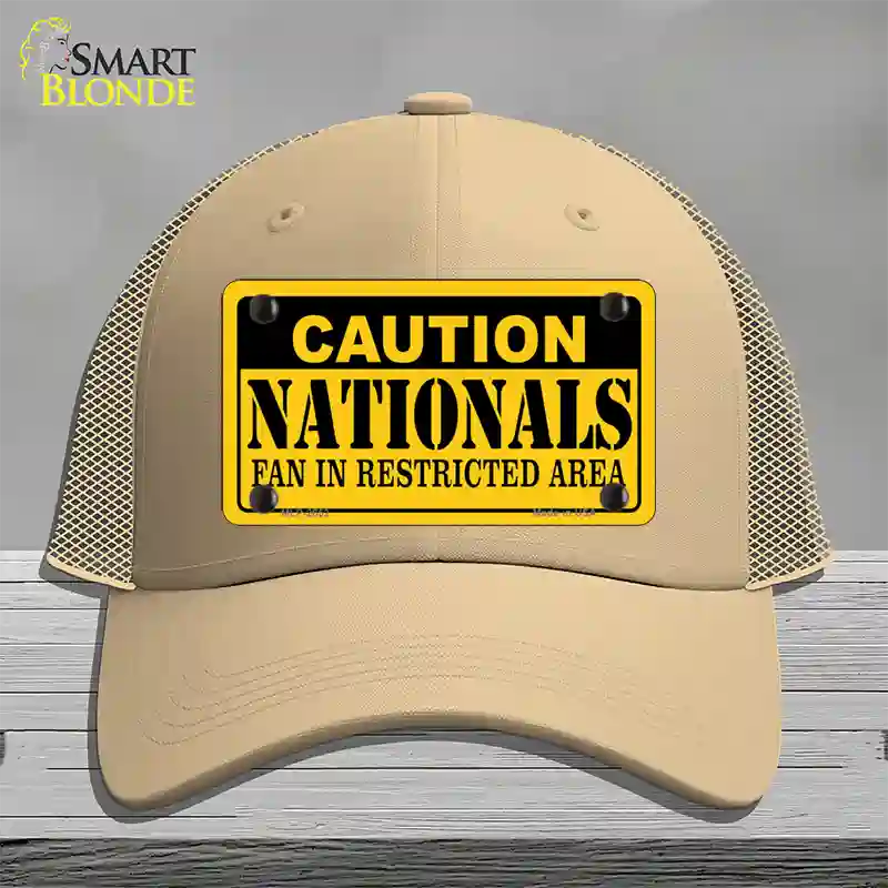 Caution Nationals Fan Novelty License Plate Hat Mesh / Khaki