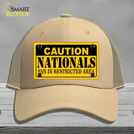 Caution Nationals Fan Novelty License Plate Hat Mesh / Khaki