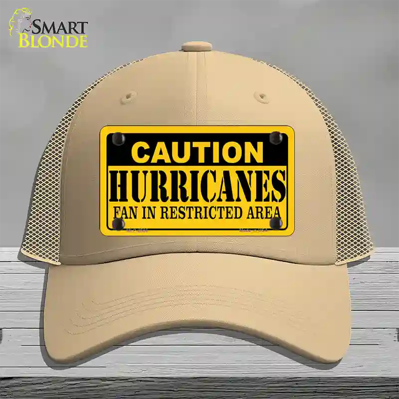 Caution Hurricanes Novelty License Plate Hat Mesh / Khaki