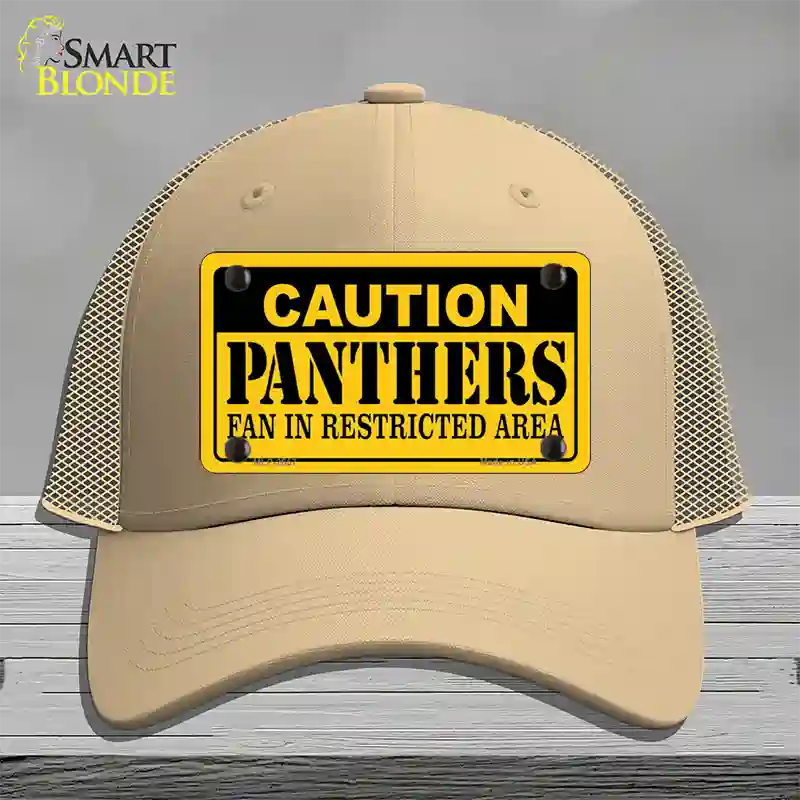 Caution Panthers Hockey Novelty License Plate Hat Mesh / Khaki