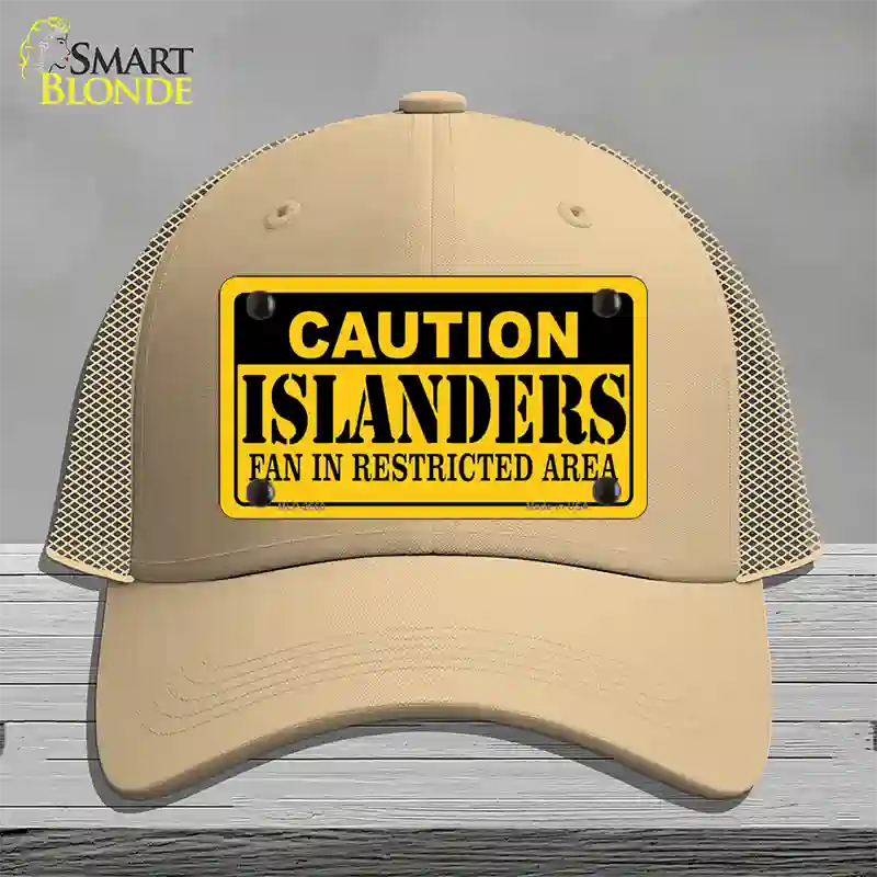 Caution Islanders Novelty License Plate Hat Mesh / Khaki