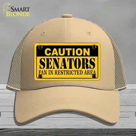 Caution Senators Vanity Novelty License Plate Hat Mesh / Khaki