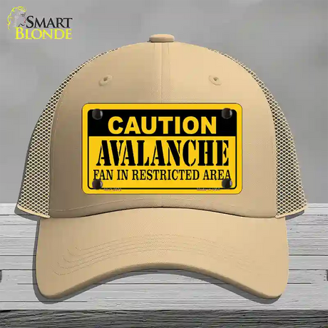 Caution Avalanche Novelty License Plate Hat Mesh / Khaki