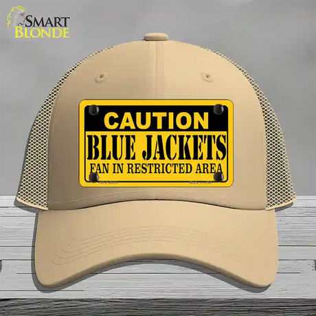 Caution Blue Jackets Novelty License Plate Hat Mesh / Khaki