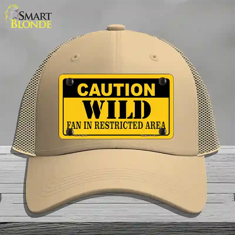 Caution Wild Novelty License Plate Hat Mesh / Khaki