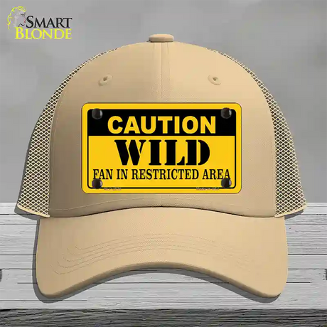 Caution Wild Novelty License Plate Hat Mesh / Khaki