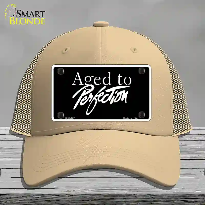 Aged To Perfection Novelty License Plate Hat Mesh / Khaki