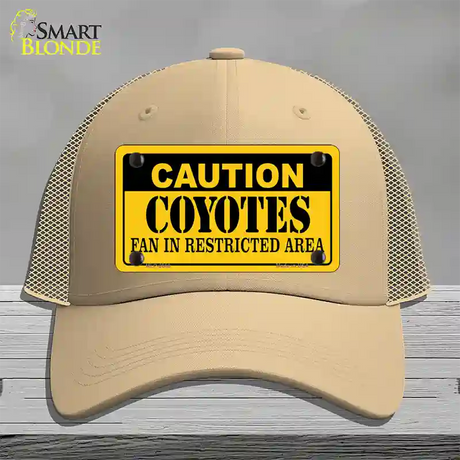 Caution Coyotes Novelty License Plate Hat Mesh / Khaki