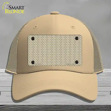 Gold White Chevron Novelty License Plate Hat Mesh / Khaki