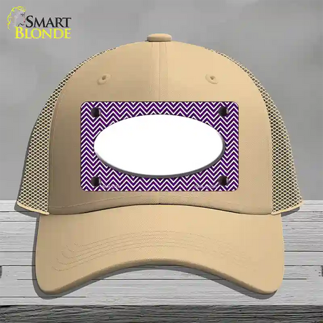 Purple White Chevon White Center Oval Novelty License Plate Hat Mesh / Khaki