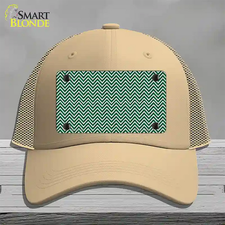 Green White Chevron Novelty License Plate Hat Mesh / Khaki