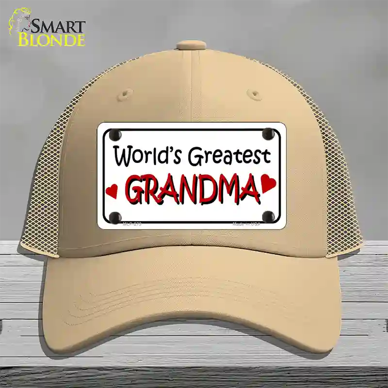 Worlds Greatest Grandma Novelty License Plate Hat Mesh / Khaki