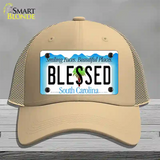 Blessed South Carolina Blue Novelty License Plate Hat Mesh / Khaki