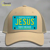 Jesus New Mexico Teal Novelty License Plate Hat Mesh / Khaki