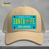 Santa Fe New Mexico Teal Novelty License Plate Hat Mesh / Khaki