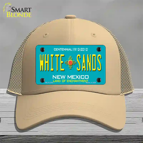 White Sands New Mexico Teal Novelty License Plate Hat Mesh / Khaki