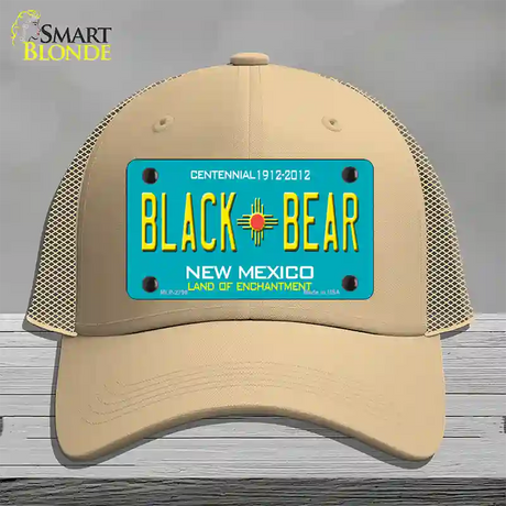 Black Bear New Mexico Teal Novelty License Plate Hat Mesh / Khaki