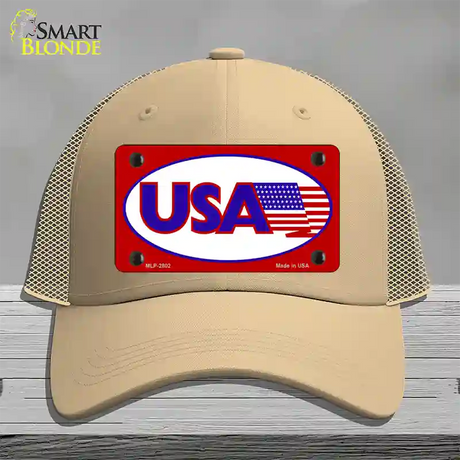 USA American Flag Vanity Novelty License Plate Hat Mesh / Khaki