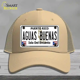 Aguas Buenas Puerto Rico Novelty License Plate Hat Mesh / Khaki