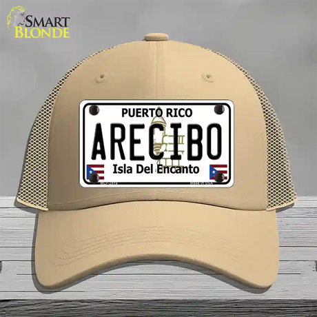 Arecibo Puerto Rico Novelty License Plate Hat Mesh / Khaki