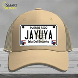 Jayuya Puerto Rico Novelty License Plate Hat Mesh / Khaki