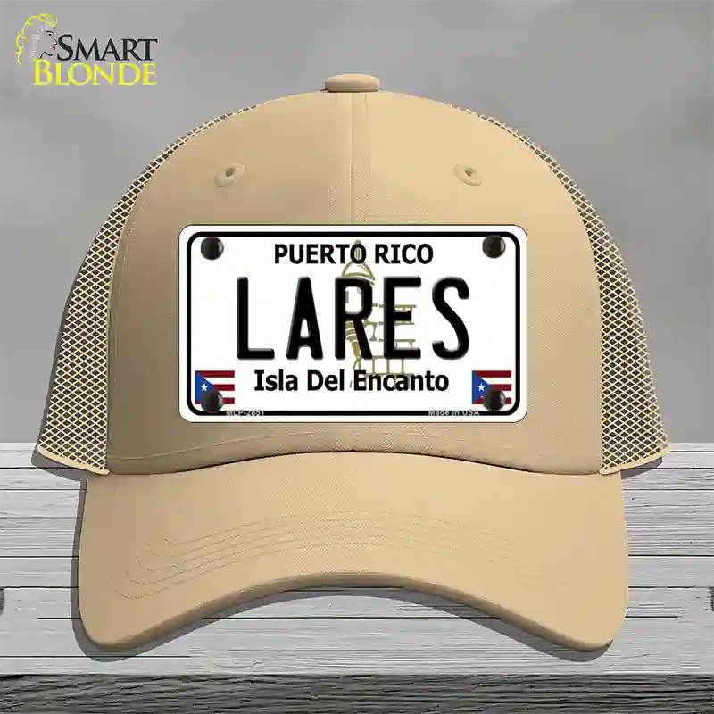 Lares Puerto Rico Novelty License Plate Hat Mesh / Khaki