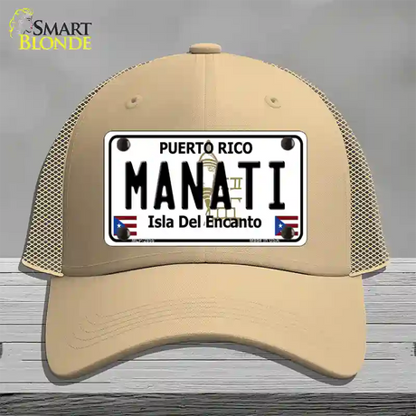 Manati Puerto Rico Novelty License Plate Hat Mesh / Khaki