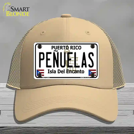 Penuelas Puerto Rico Novelty License Plate Hat Mesh / Khaki