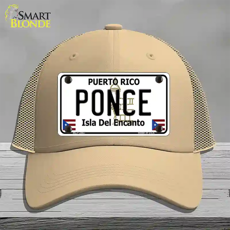 Ponce Puerto Rico Novelty License Plate Hat Mesh / Khaki