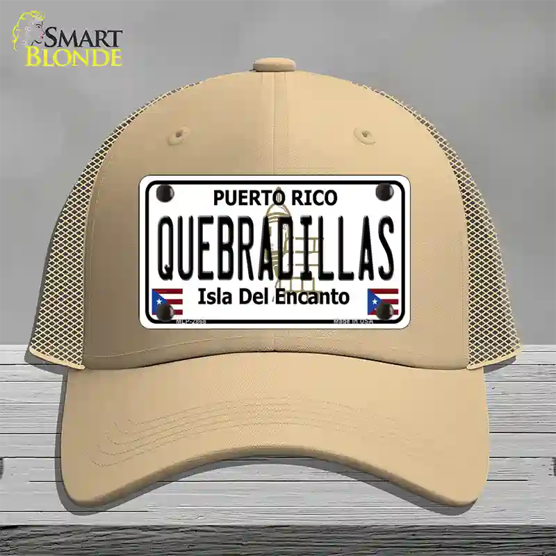 Quebradillas Puerto Rico Novelty License Plate Hat Mesh / Khaki