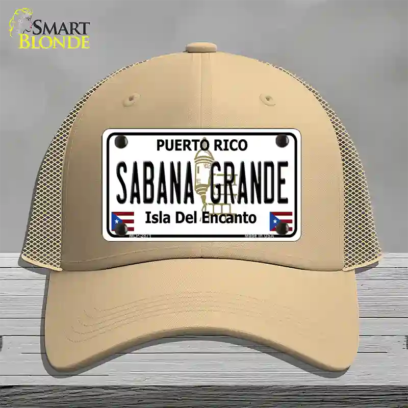 Sabana Grande Puerto Rico Novelty License Plate Hat Mesh / Khaki