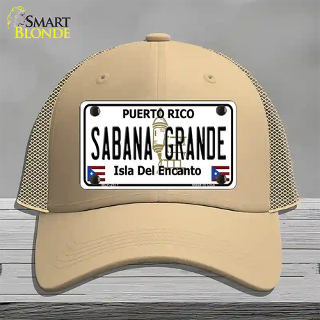 Sabana Grande Puerto Rico Novelty License Plate Hat Mesh / Khaki