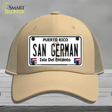 San German Puerto Rico Novelty License Plate Hat Mesh / Khaki