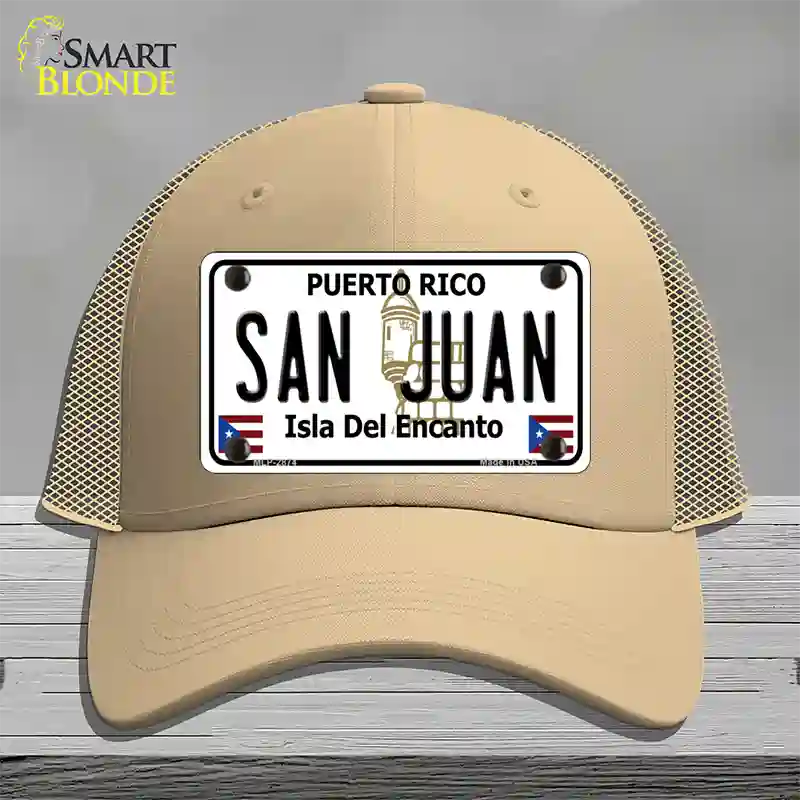 San Juan Puerto Rico Novelty License Plate Hat Mesh / Khaki