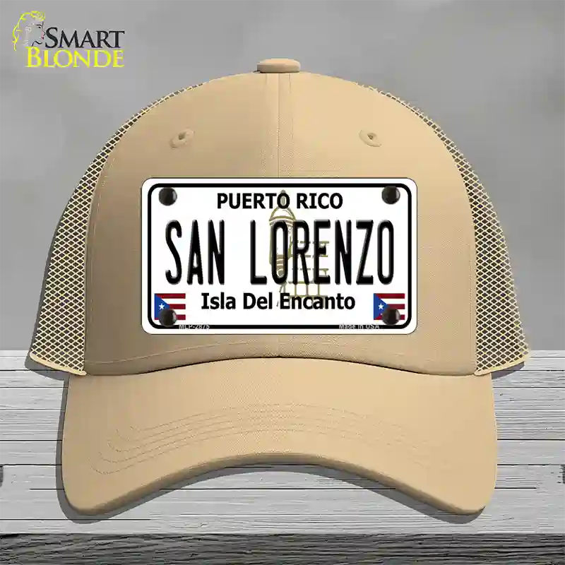 San Lorenzo Puerto Rico Novelty License Plate Hat Mesh / Khaki