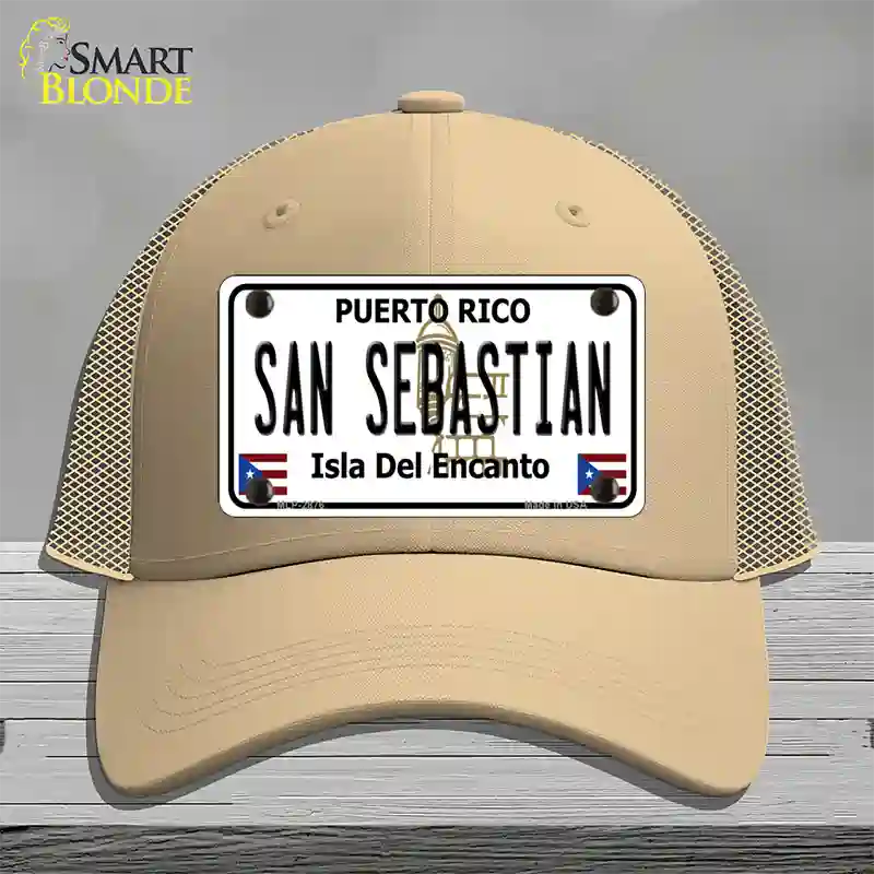 San Sebastian Puerto Rico Novelty License Plate Hat Mesh / Khaki