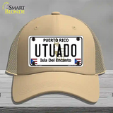 Utuado Puerto Rico Novelty License Plate Hat Mesh / Khaki