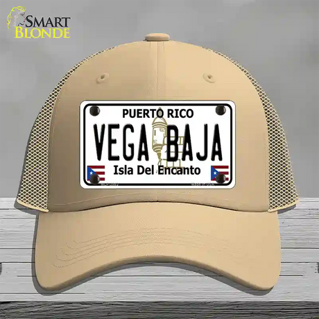 Vega Baja Puerto Rico Novelty License Plate Hat Mesh / Khaki