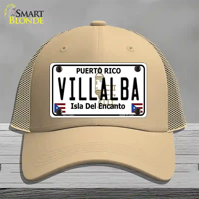 Villalba Puerto Rico Novelty License Plate Hat Mesh / Khaki