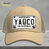 Yauco Puerto Rico Novelty License Plate Hat Mesh / Khaki