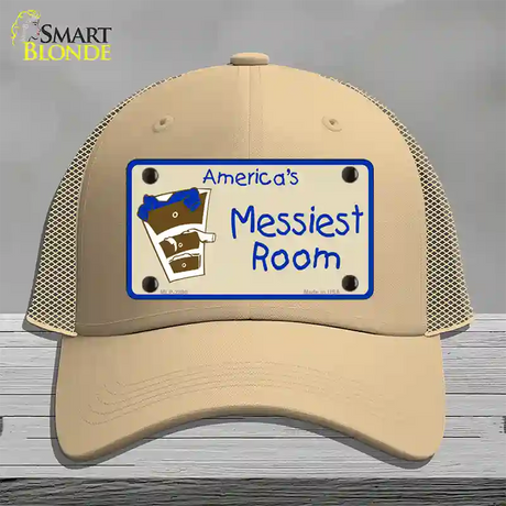 Americas Messiest Room Novelty License Plate Hat Mesh / Khaki