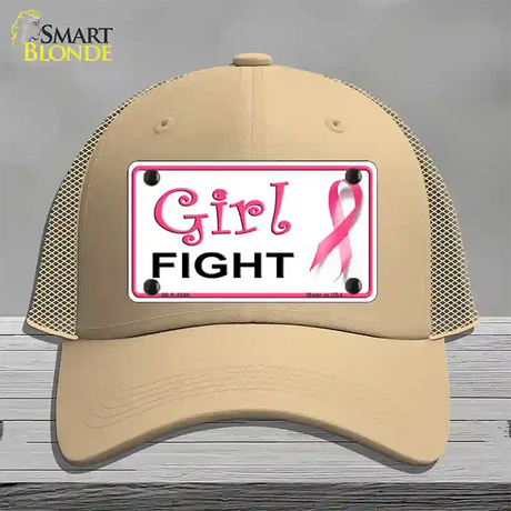 Girl Fight Novelty License Plate Hat Sign Mesh / Khaki