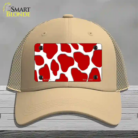 Red White Giraffe Novelty License Plate Hat Mesh / Khaki