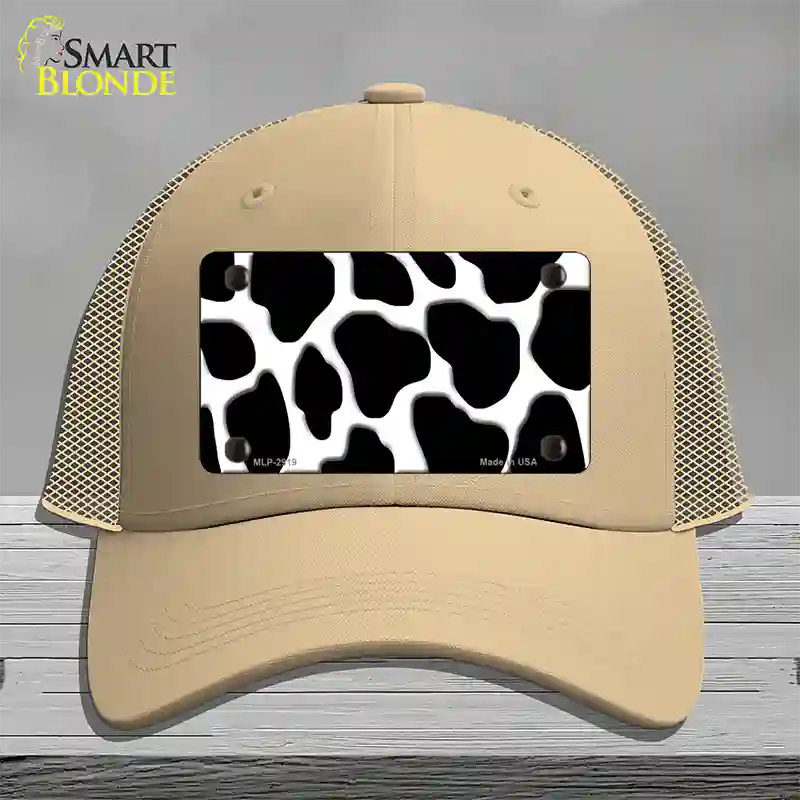 Black White Giraffe Novelty License Plate Hat Mesh / Khaki